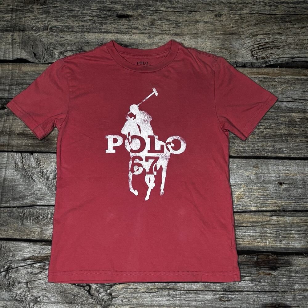 Polo Ralph Lauren T-Shirt Youth Boys Size Small Logo Big Pony Salmon Red
